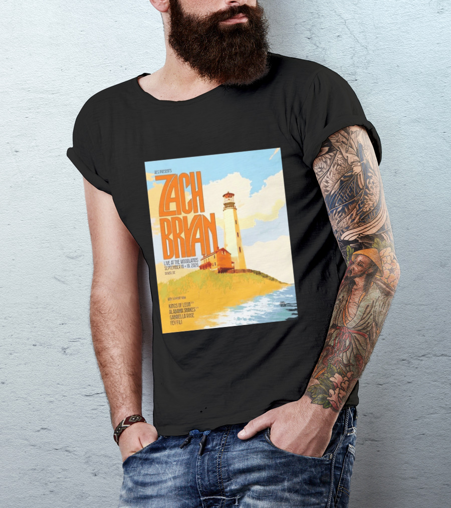 Zach Bryan Live At The Woodlands September 18 19 2026 Dover DE Kings Of Leon Alabama Shakes Gabriella Rose Feyi Fuli Concert T-Shirt