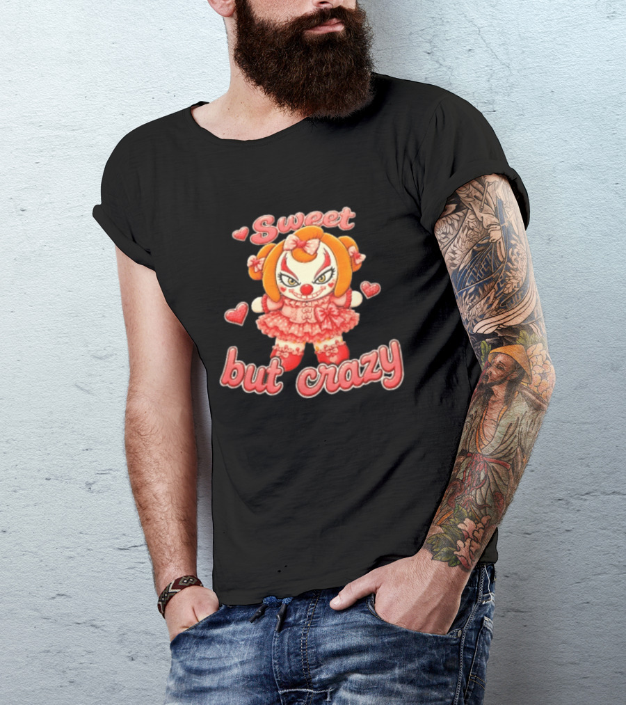 Sweet But Crazy Evil Harlequin Clown Doll Hearts T-Shirt