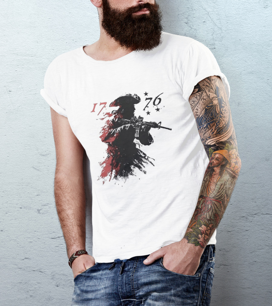 American Patriot With Rifle Patriotic1776 T-Shirt