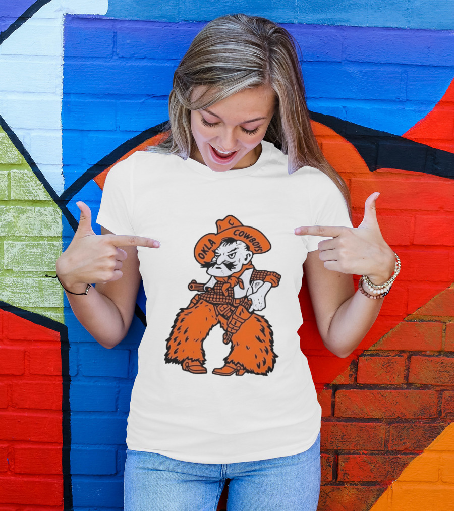 Oklahoma Cowboys Pistol Pete Orange Cowboy T-Shirt