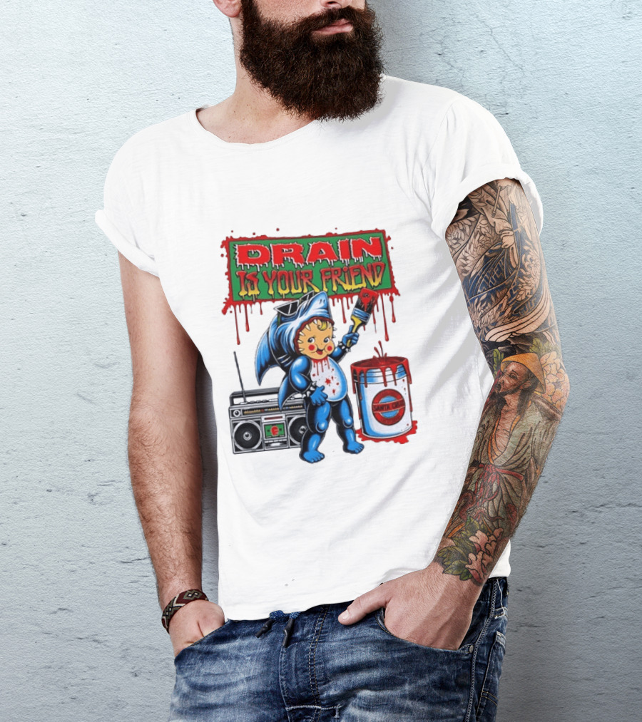 Santa Cruz Drain Is Your Friend Shark Baby Boombox T-Shirt