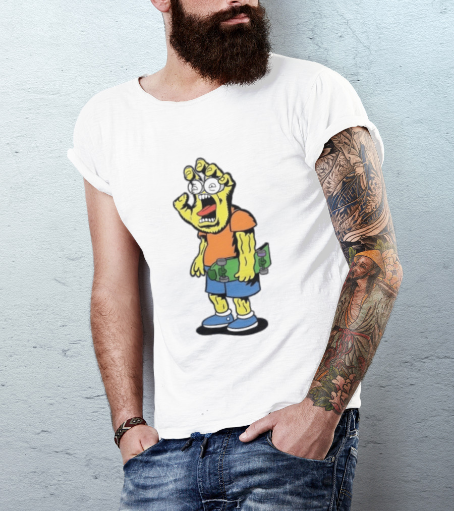 Screaming Hans The Simpsons Bootleg Character With Skateboard T-Shirt