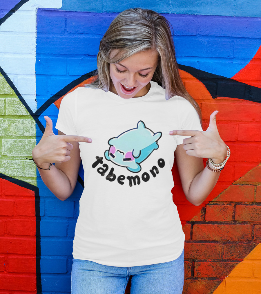 Tabemono Kawaii Anime Cute Blue Character With Blushing Cheeks T-Shirt