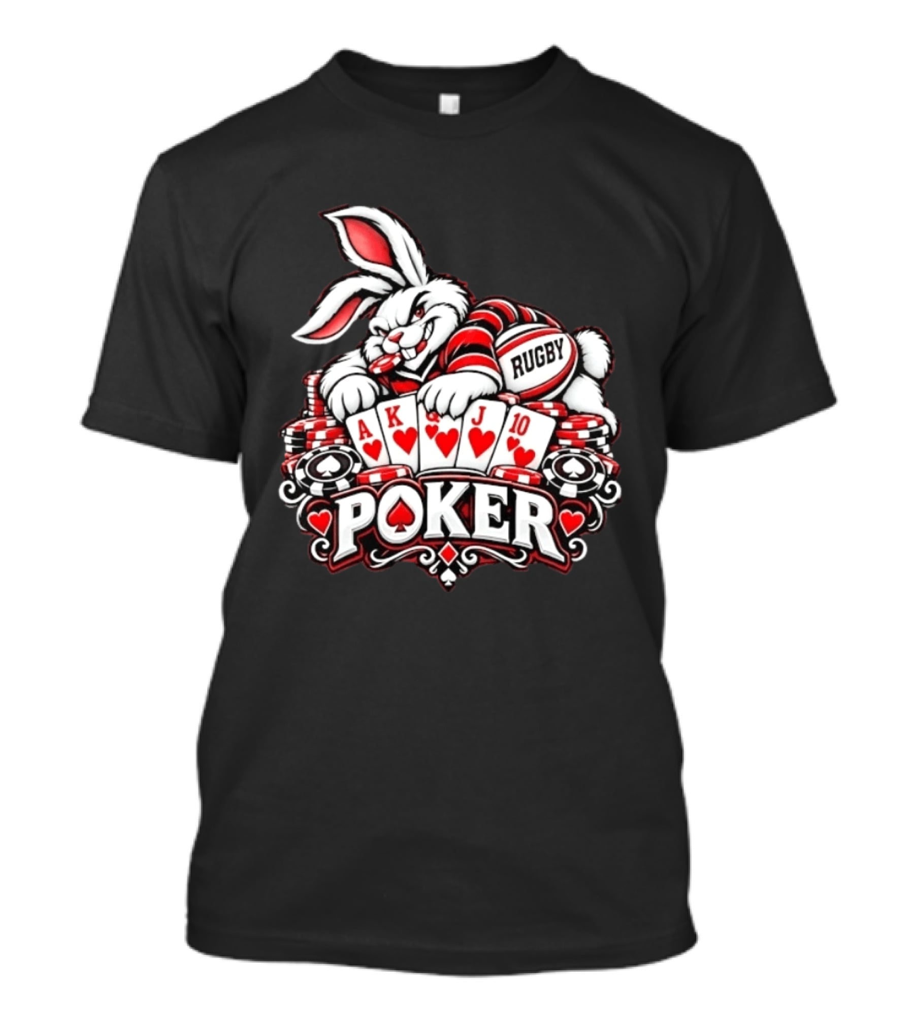 Rugby Poker Rabbit Royal Flush Card Game T-Shirt