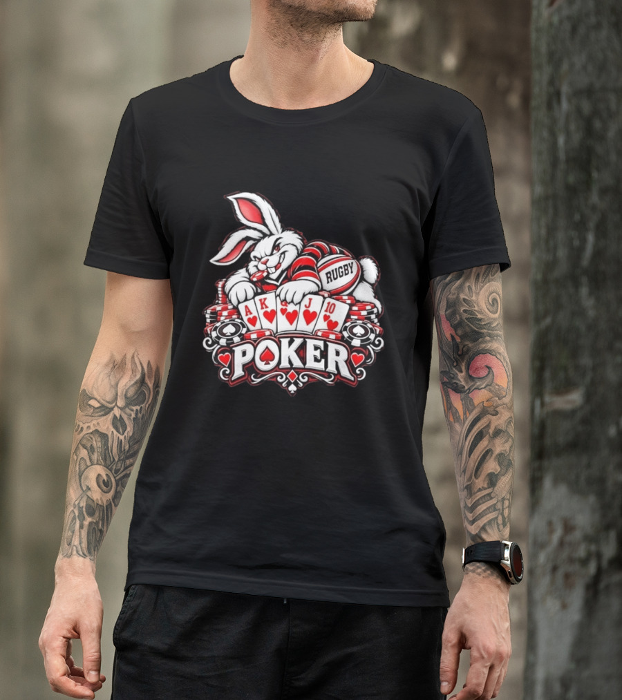 Rugby Poker Rabbit Royal Flush Card Game T-Shirt