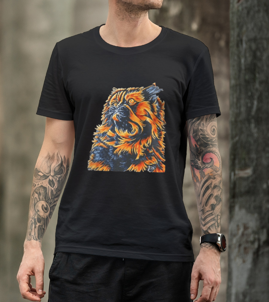 Fluffy Orange Black Tortoiseshell Persian Cat Painting 8/26 T-Shirt