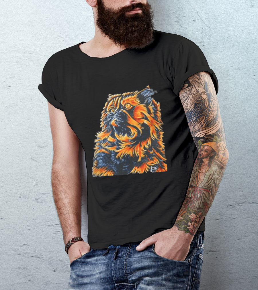 Fluffy Orange Black Tortoiseshell Persian Cat Painting 8/26 T-Shirt
