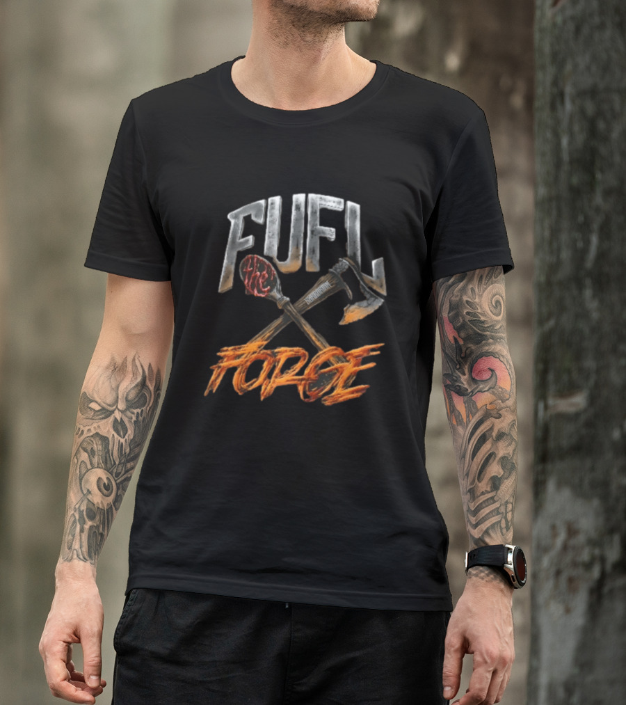 Fuel Forge Crossed Bloody Spoon Axe Flames T-Shirt