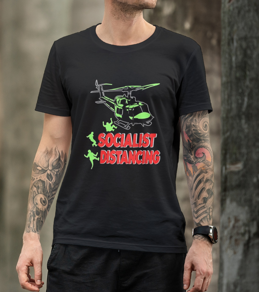 Socialist Distancing Helicopter Retro Military Humor T-Shirt