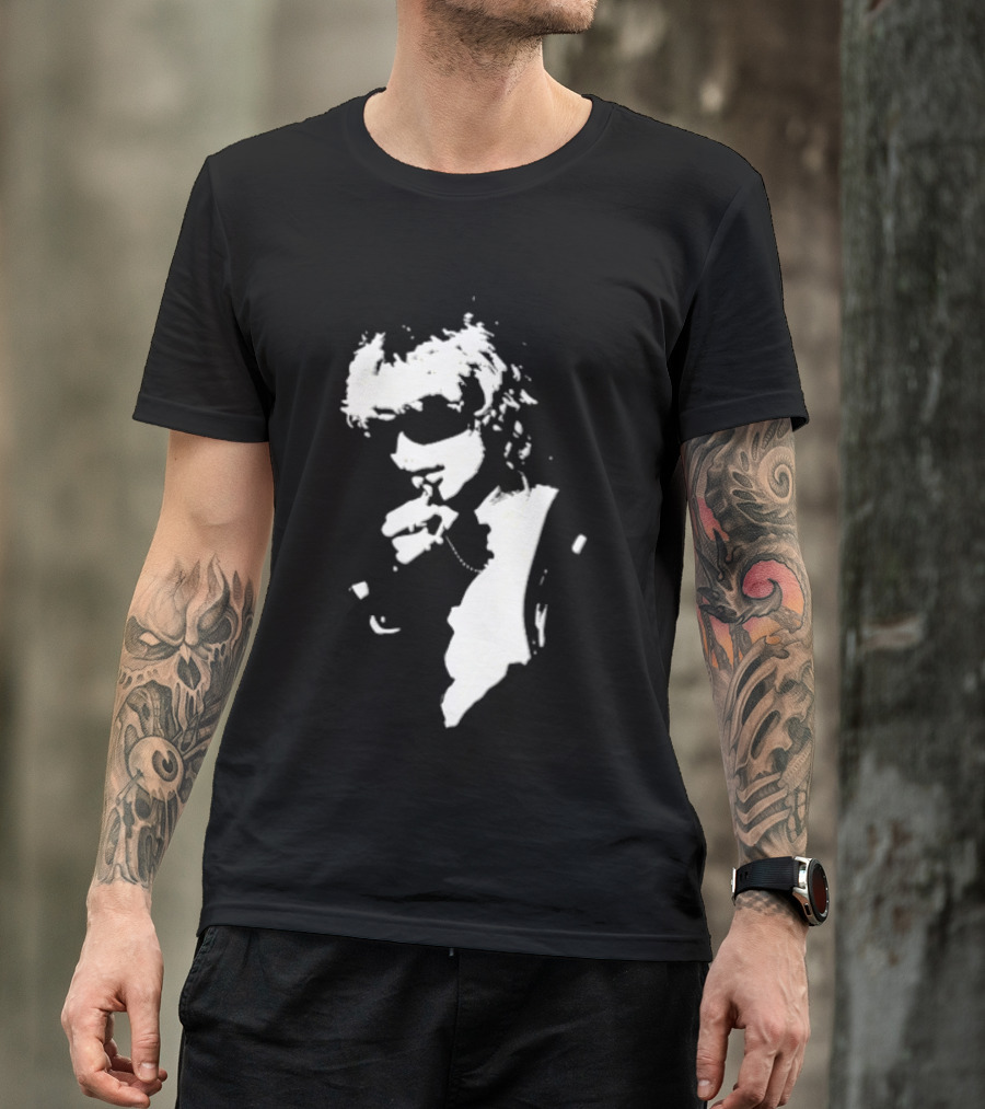 High Contrast Stencil Style Iconic Sunglasses Smoking Man T-Shirt