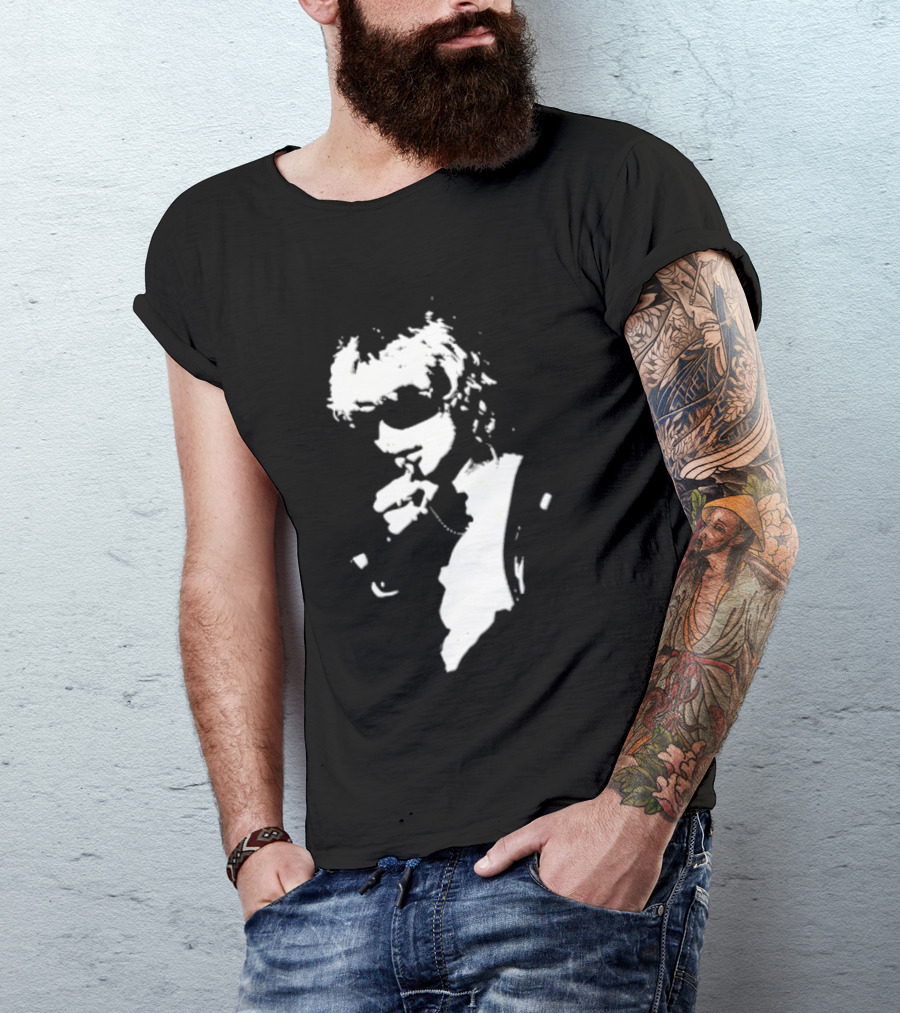 High Contrast Stencil Style Iconic Sunglasses Smoking Man T-Shirt