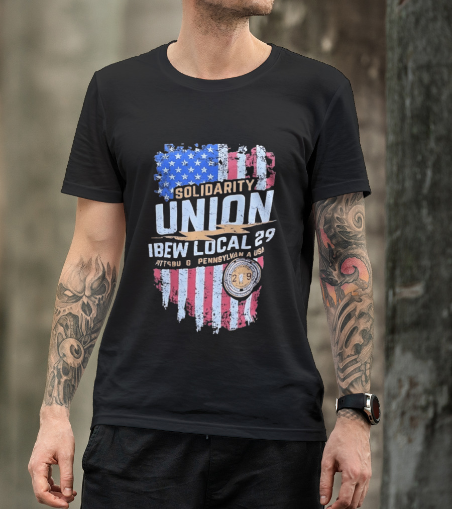 Solidarity Union IBEW Local 29 Pennsylvania USA American Flag T-Shirt