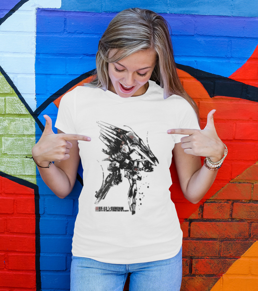 Rx 93 Nu Gundam Efsf Londo Bell Mobile Suit Amuro Ray Ink Brush Mecha Robot T-Shirt