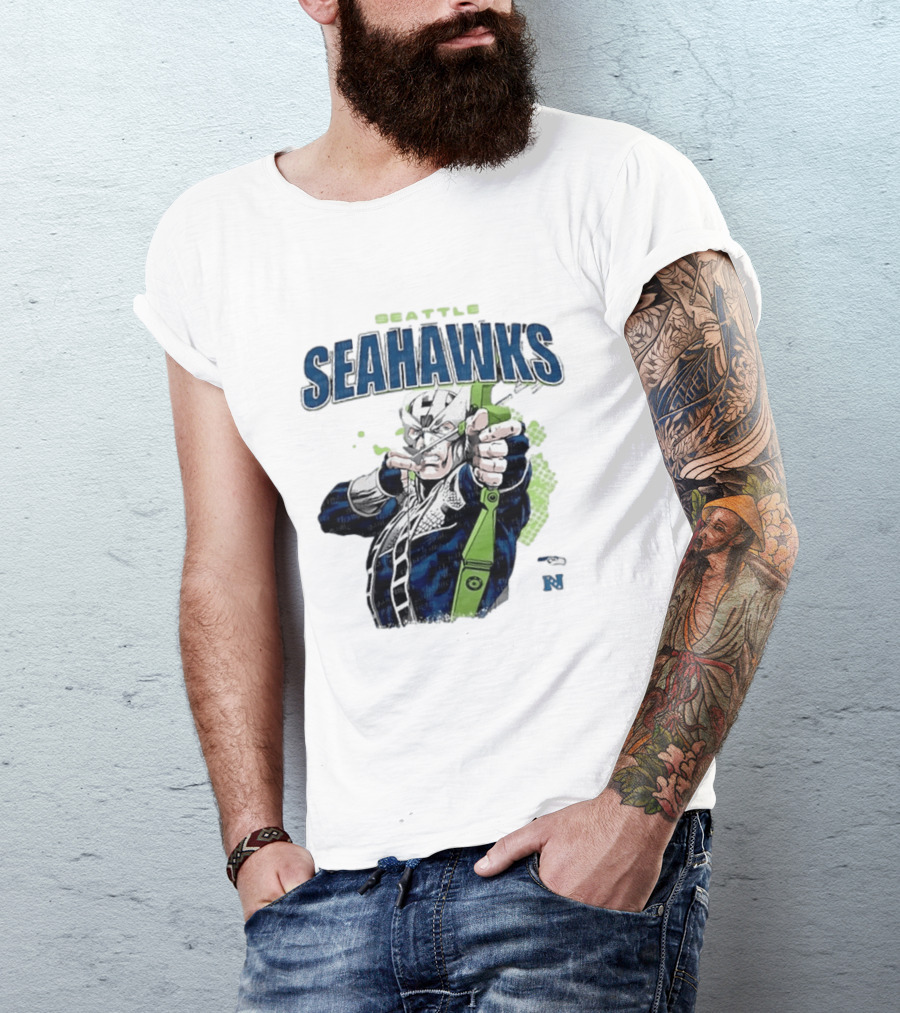 Seattle Seahawks Hawkeye Collaboration NFL Marvel T-Shirt