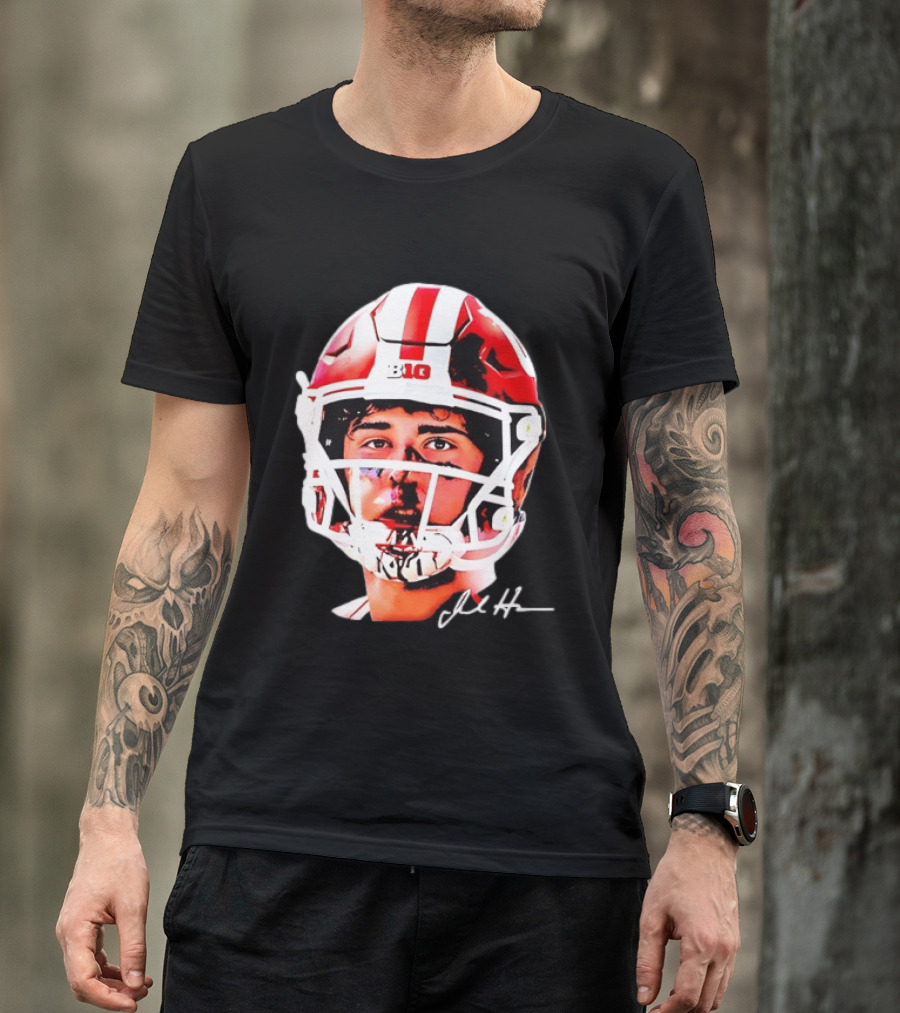 Indiana Hoosiers Big Ten Football Jack Howes Signature Helmet T-Shirt