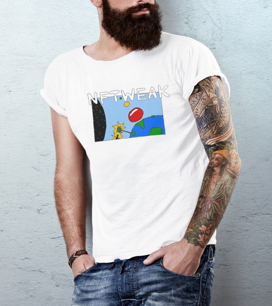NFTWEAK Space Planet Cartoon NFT Satire Earth T-Shirt