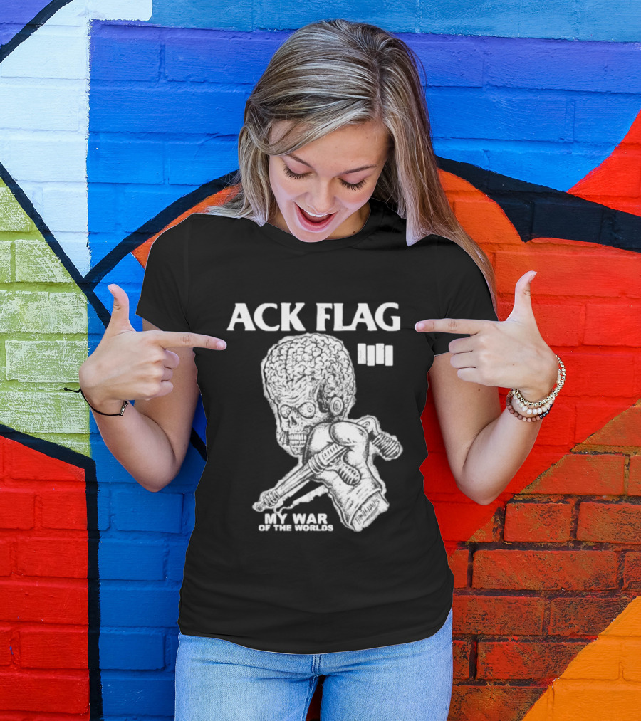 ACK Flag Mars Attacks War Of The Worlds Black Flag Mashup T-Shirt