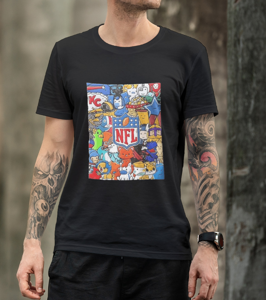 All 32 Teams Mascots Collection NFL KC Chiefs Steelers NCAA Dallas Cowboys MLB Vikings Jaguars T-Shirt