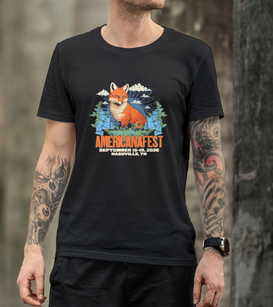 Americanafest 2026 Nashville September 15 19 Fox And Blue Flowers T-Shirt