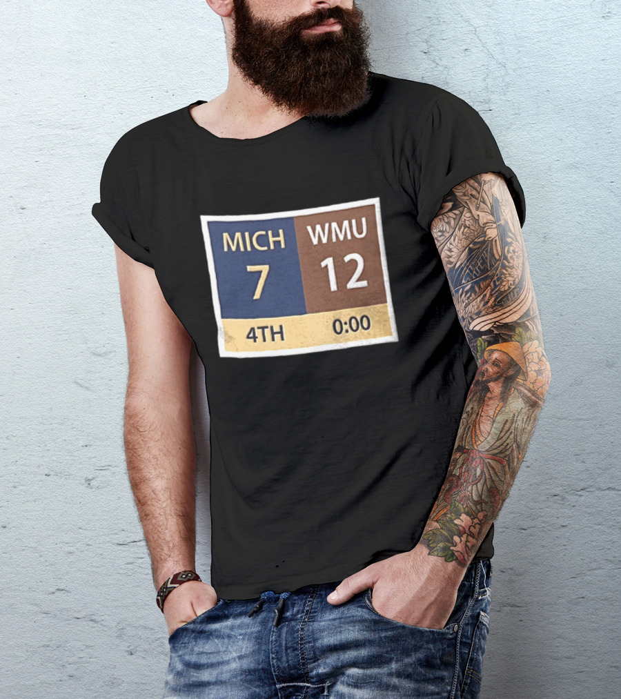 Michigan 7 WMU 12 4th Quarter Scoreboard T-Shirt