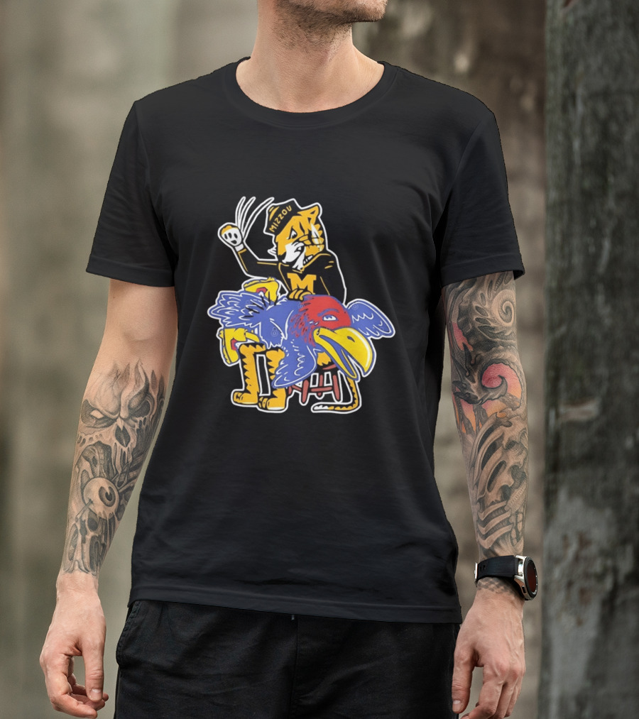 Mizzou Tigers Vs Kansas Jayhawk Rivalry Cartoon T-Shirt