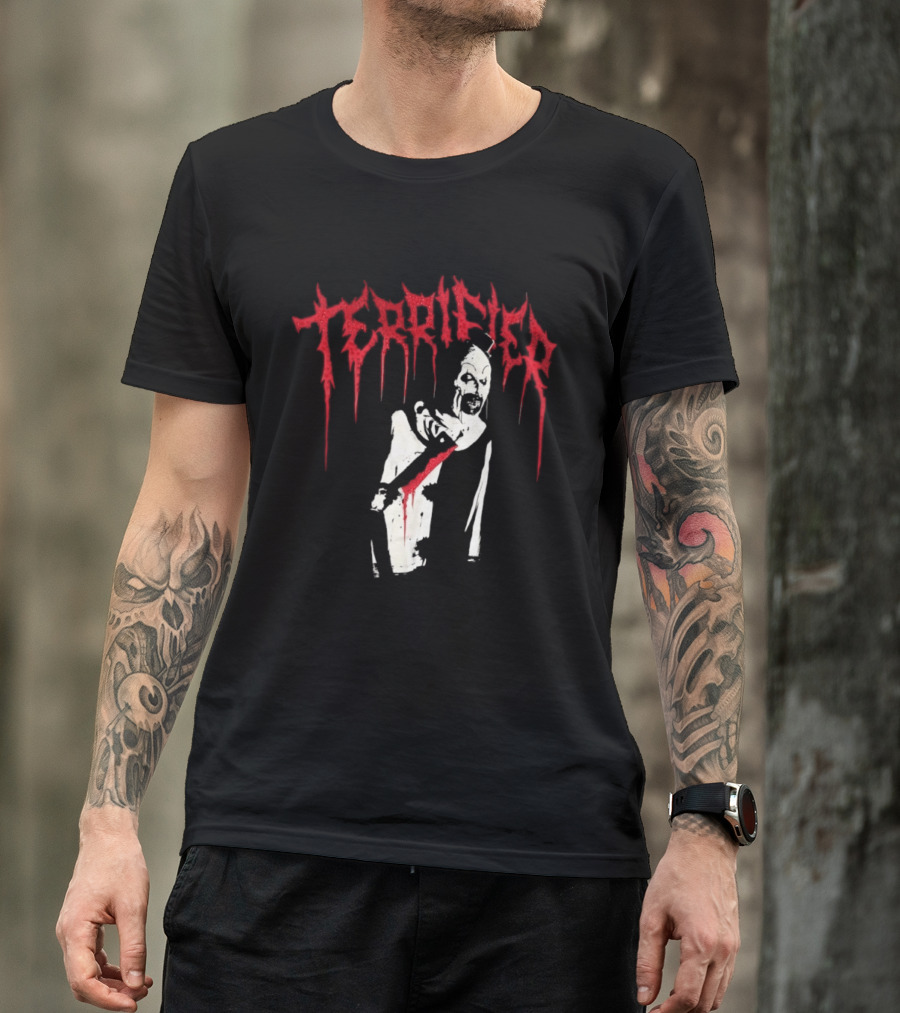 Terrifier Clown Horror Movie Rhinestone Scary Blood Effect T-Shirt