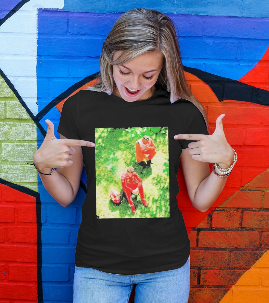 Monza GP Charles Leclerc Helmet On Grass Crash Moment T-Shirt