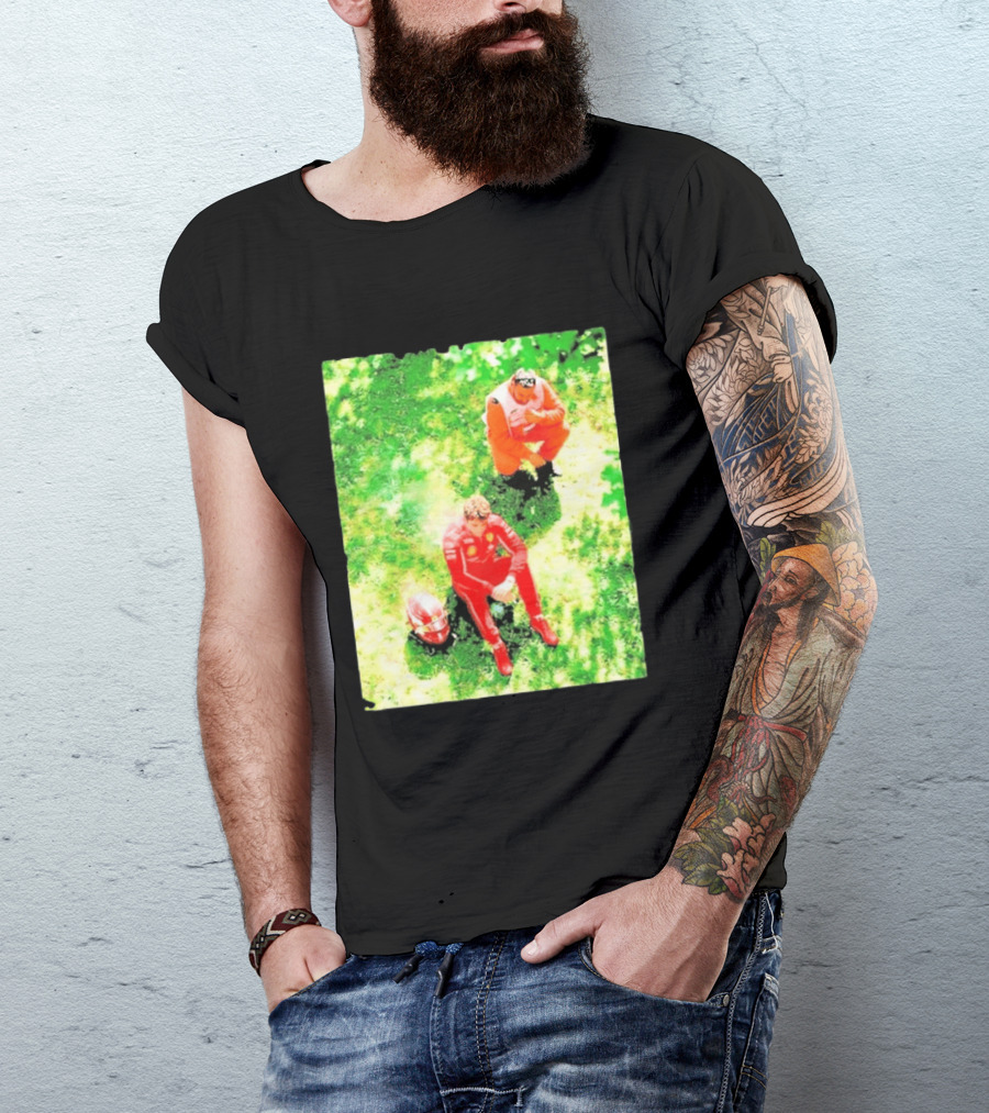 Monza GP Charles Leclerc Helmet On Grass Crash Moment T-Shirt