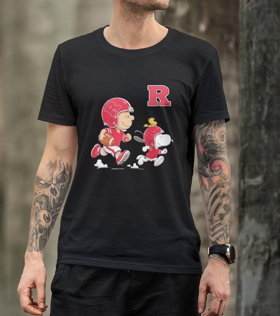 Charlie Brown Snoopy Woodstock Rutgers Scarlet Knights Football Fan Gear T-Shirt