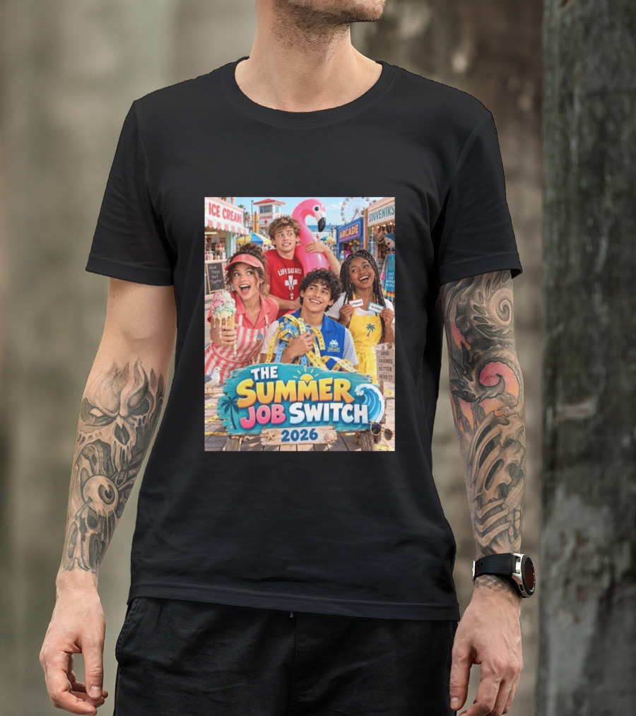 The Summer Job Switch 2026 Ice Cream Adventure Lifeguard Arcade Souvenirs Sand Friends T-Shirt