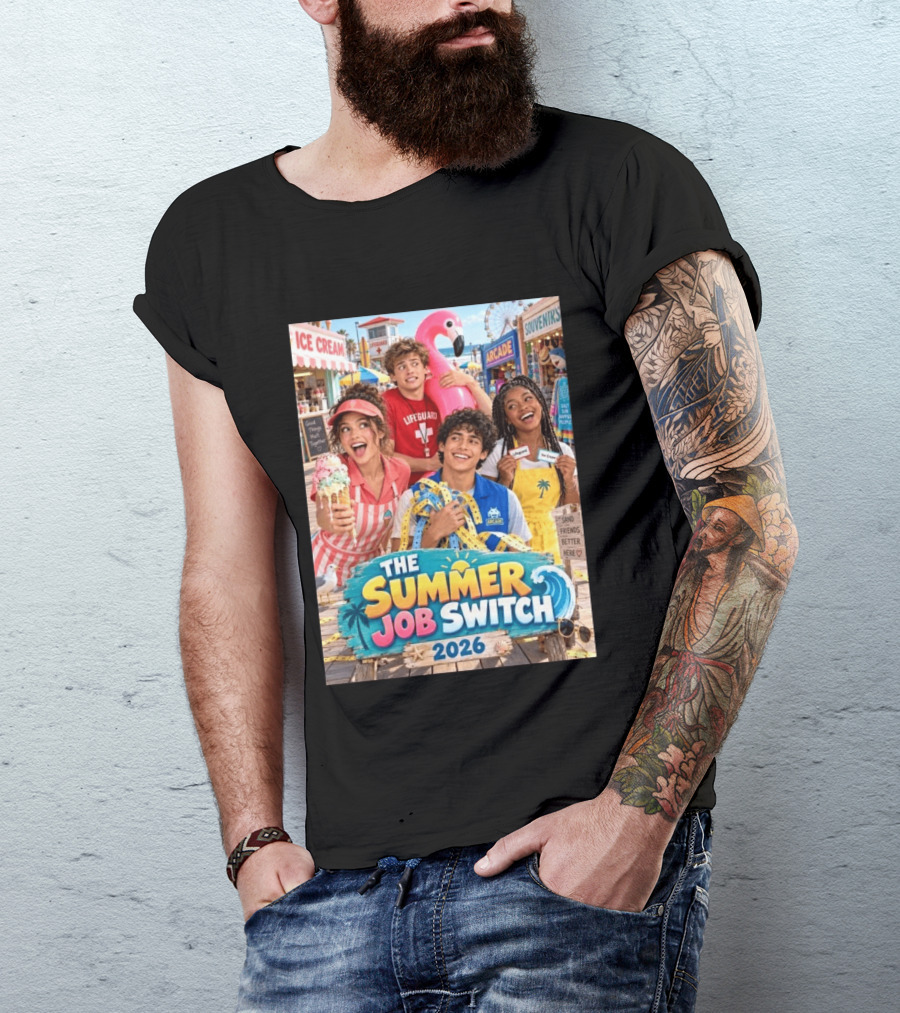 The Summer Job Switch 2026 Ice Cream Adventure Lifeguard Arcade Souvenirs Sand Friends T-Shirt