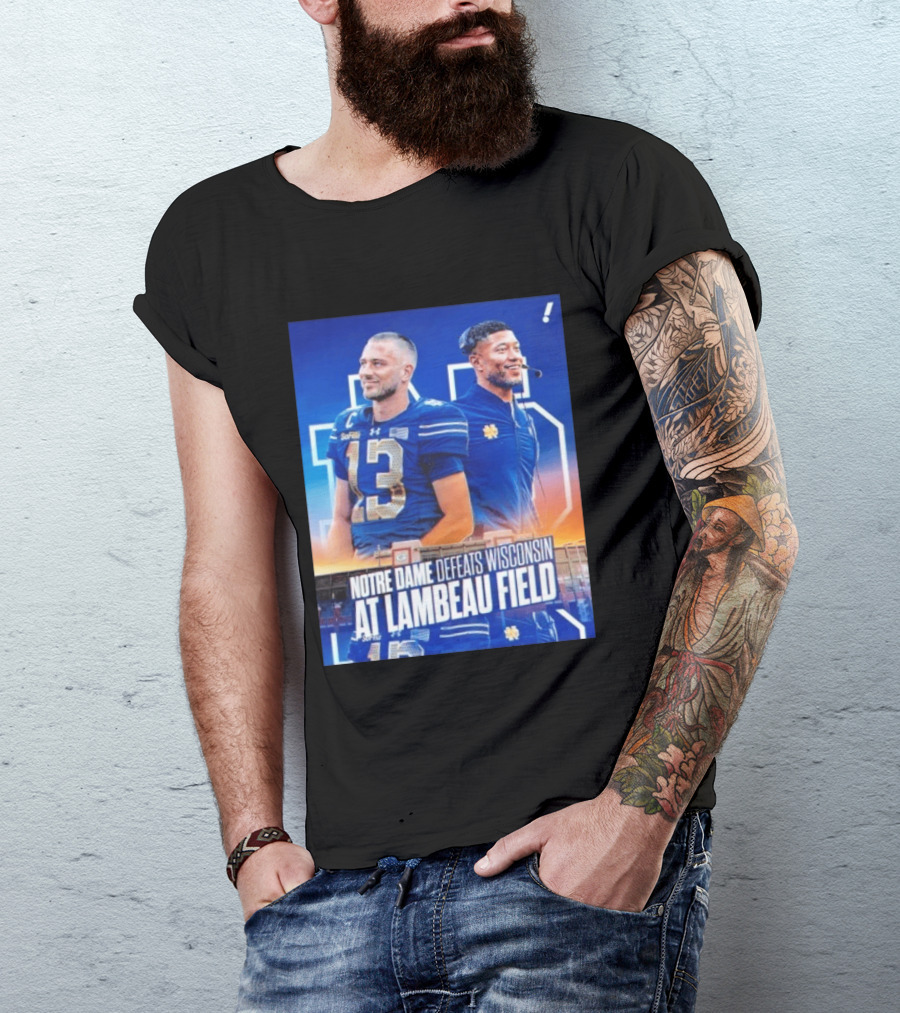 Notre Dame Defeats Wisconsin At Lambeau Field Notre Dame Fighting Irish Victory T-Shirt