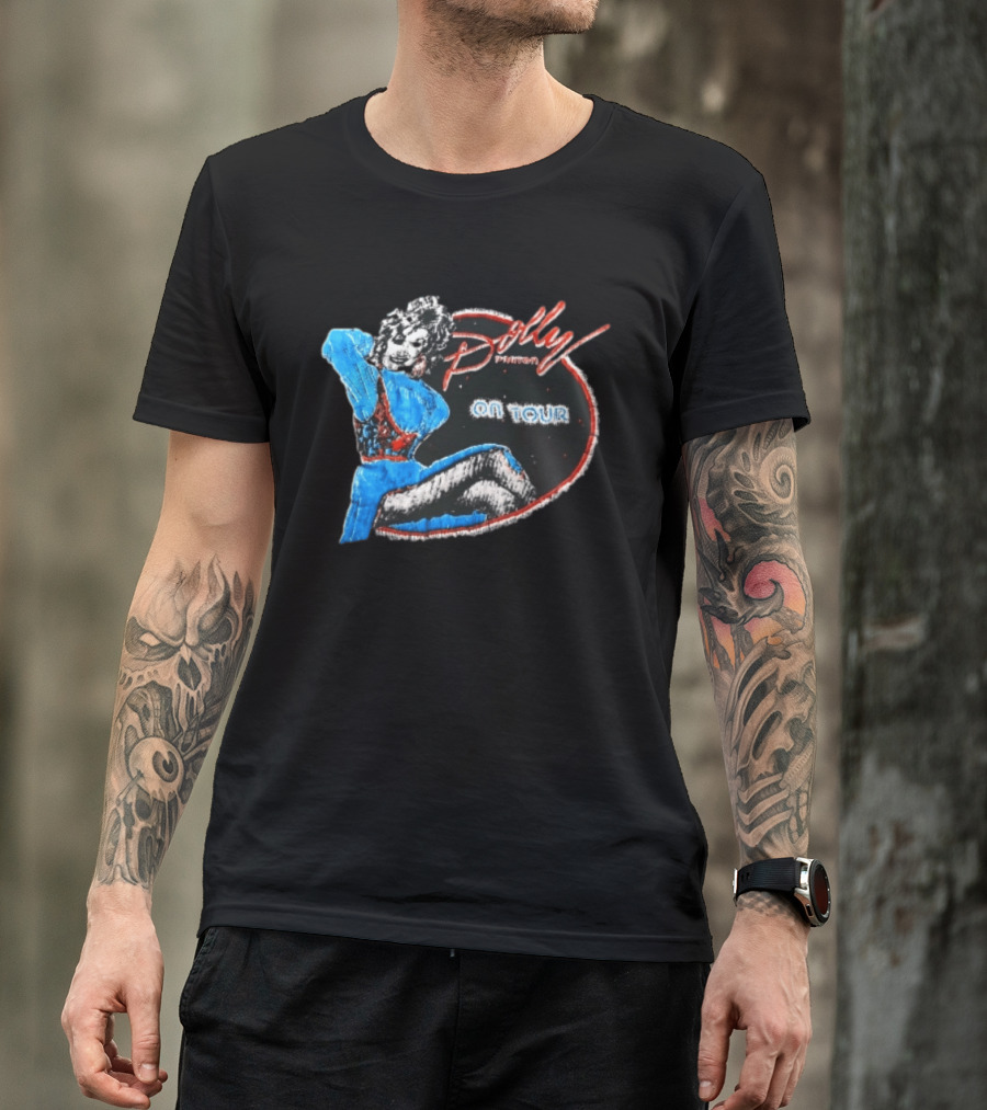 Dolly Parton On Tour Distressed Pinup Style Oval Frame T-Shirt