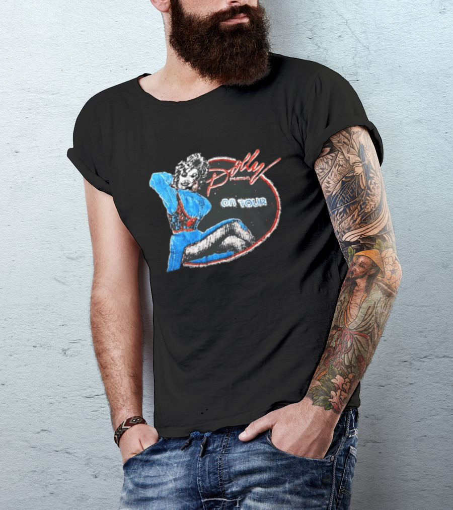 Dolly Parton On Tour Distressed Pinup Style Oval Frame T-Shirt
