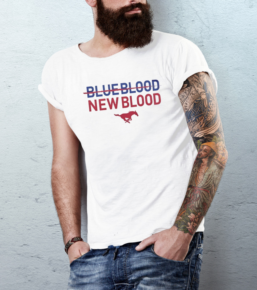 Blue Blood New Blood SMU Mustangs Southern Methodist University T-Shirt