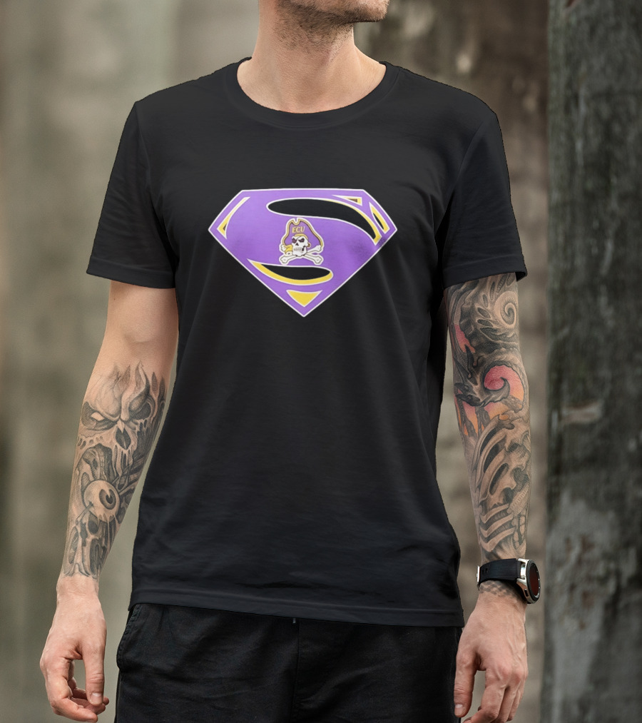 East Carolina University Pirates ECU Skull Superman T-Shirt