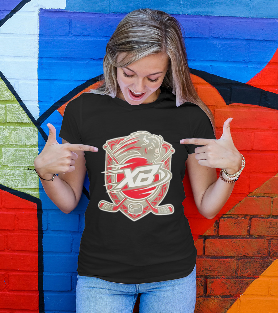 XB Buffalo Hockey Team Emblem With Crossed Sticks And Puck T-Shirt