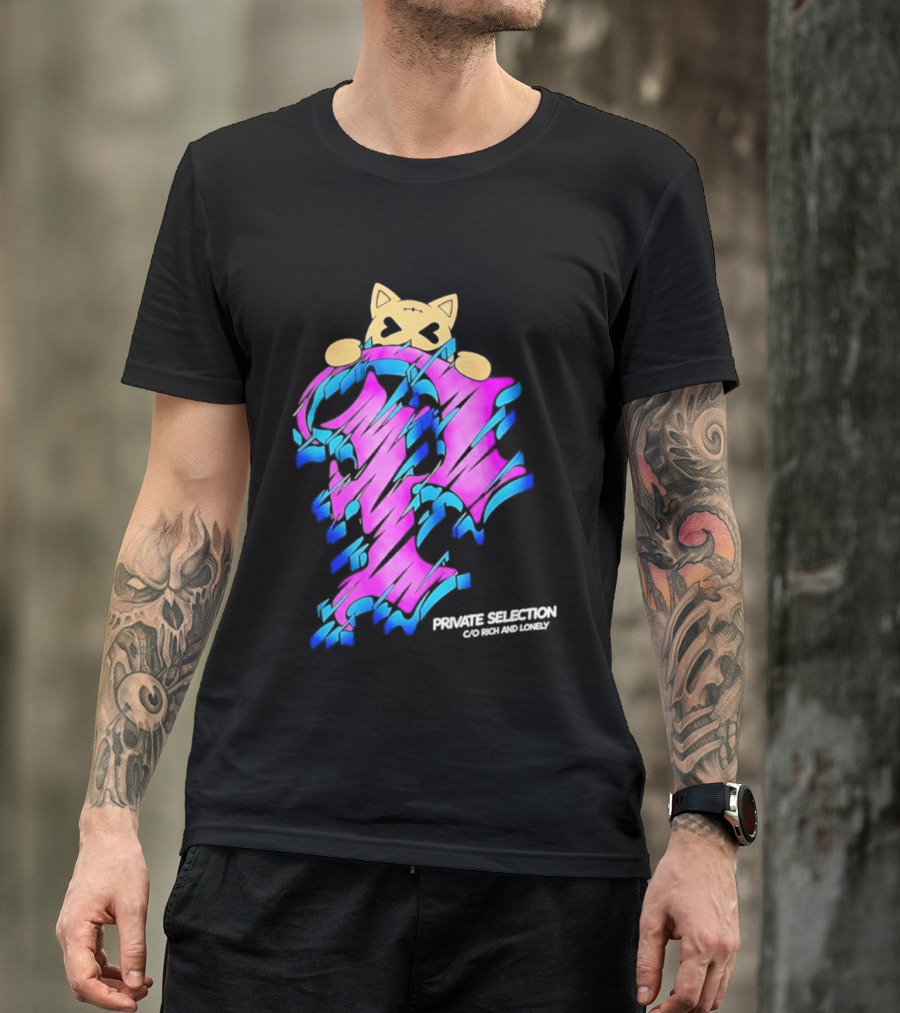 Private Selection C O Rich And Lonely Streetwear Cat Graffiti Aesthetic T-Shirt