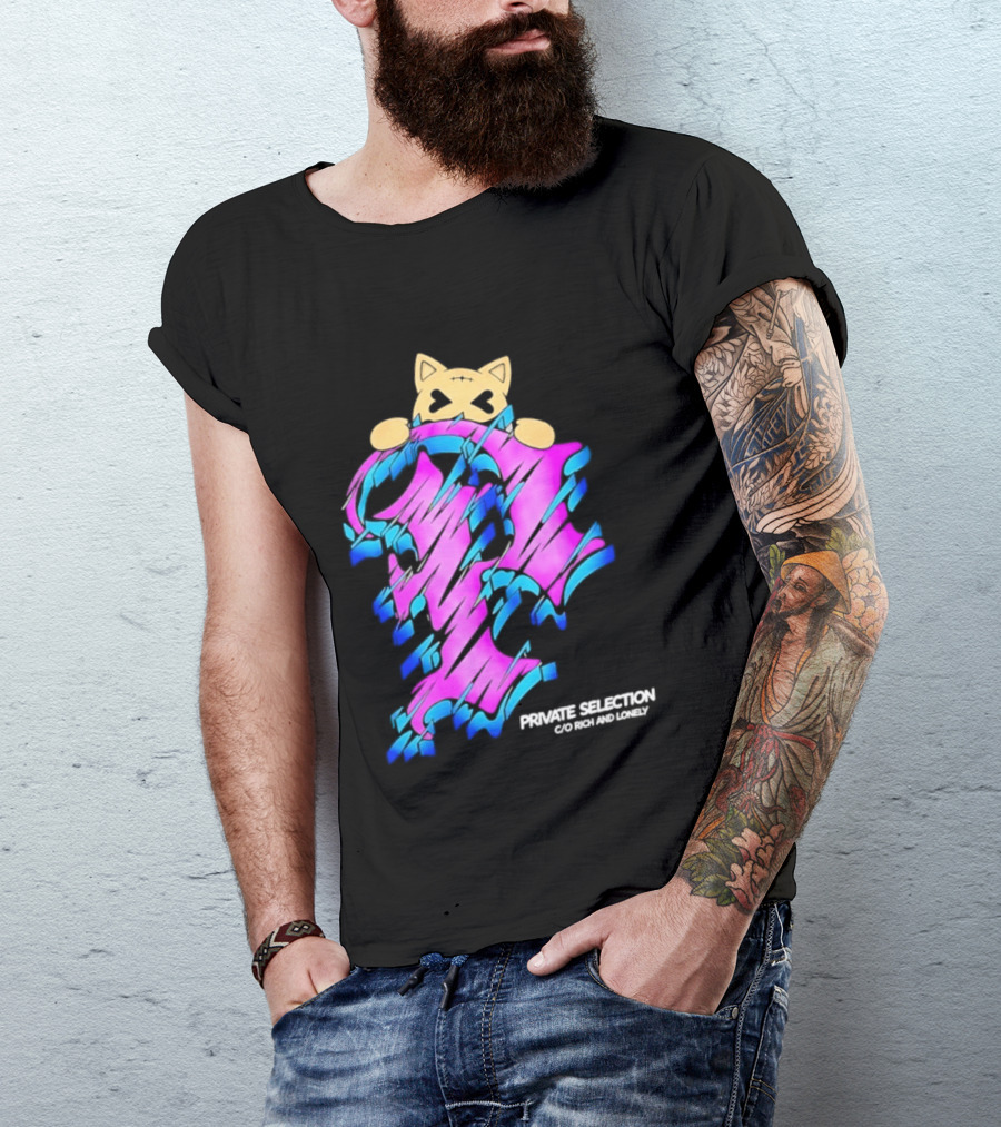 Private Selection C O Rich And Lonely Streetwear Cat Graffiti Aesthetic T-Shirt