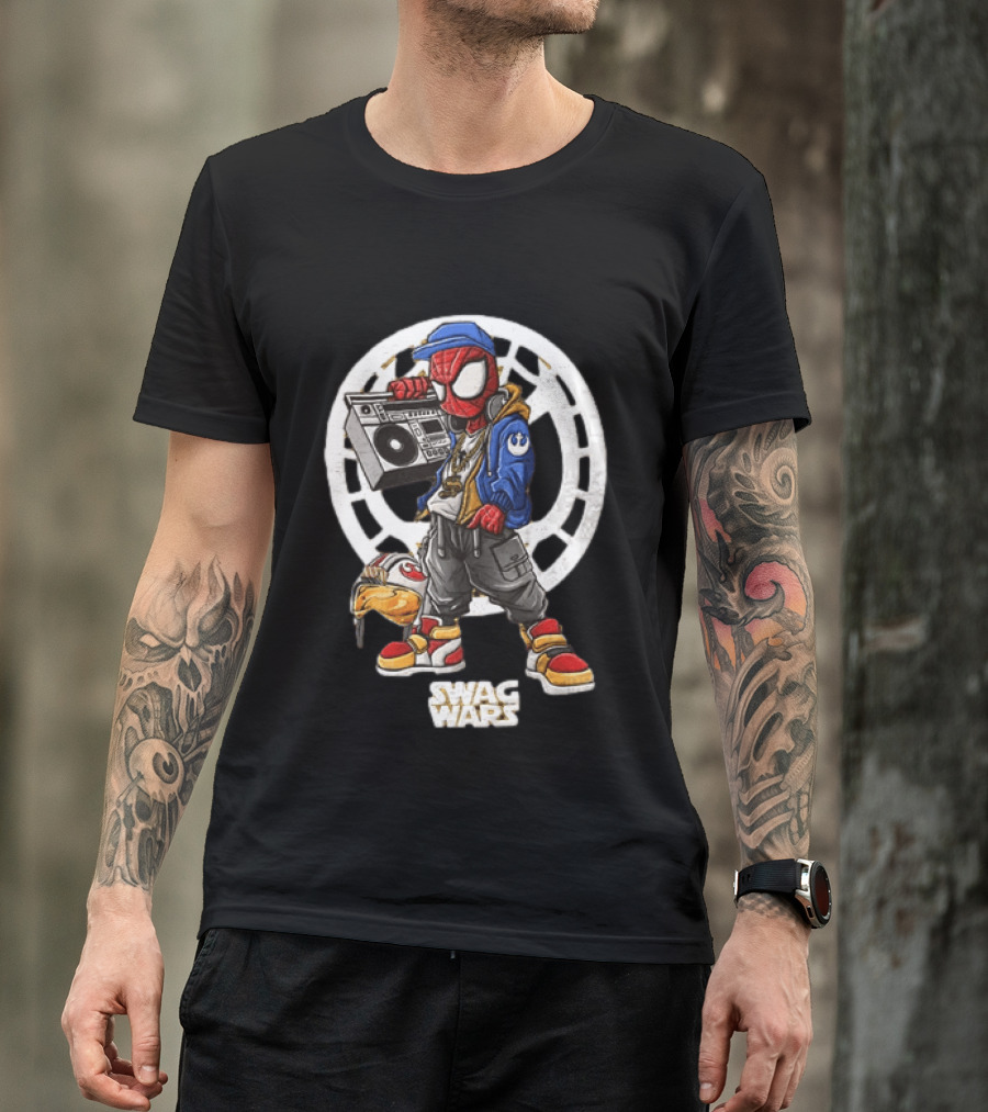 Spider Man Star Wars Swag Wars Youth Boombox Jedi T-Shirt