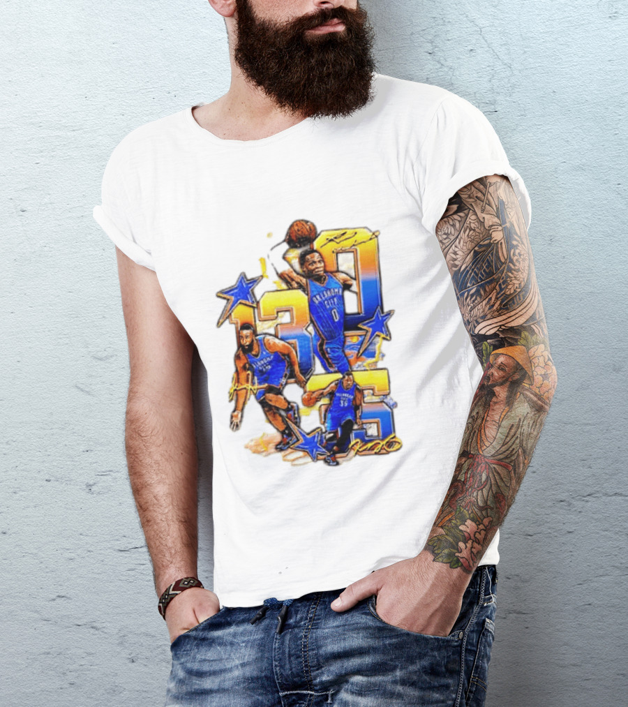 James Harden Russell Westbrook Kevin Durant Oklahoma City Thunder NBA Legends T-Shirt
