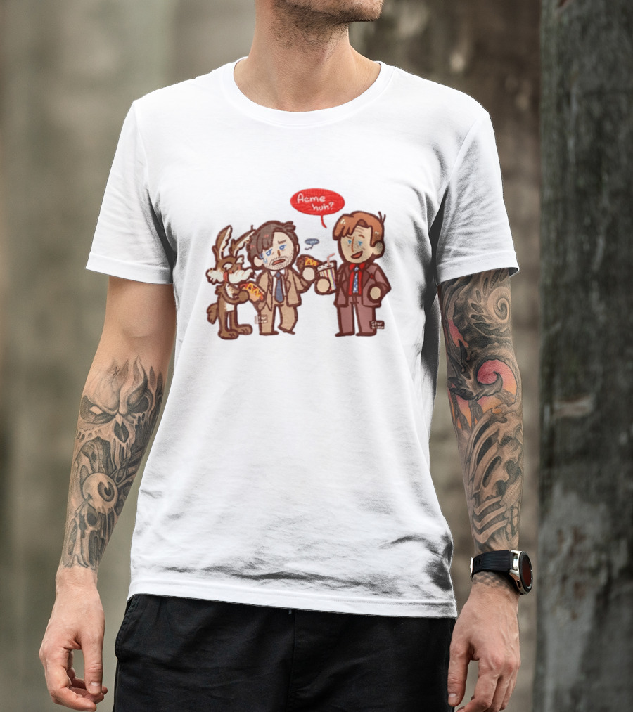 Wile E Coyote Saul Goodman Jimmy McGill Acme Huh Yeah Pizza Milkshake Cartoon Character Collaboration T-Shirt