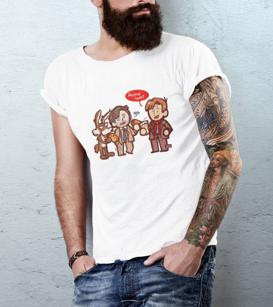Wile E Coyote Saul Goodman Jimmy McGill Acme Huh Yeah Pizza Milkshake Cartoon Character Collaboration T-Shirt