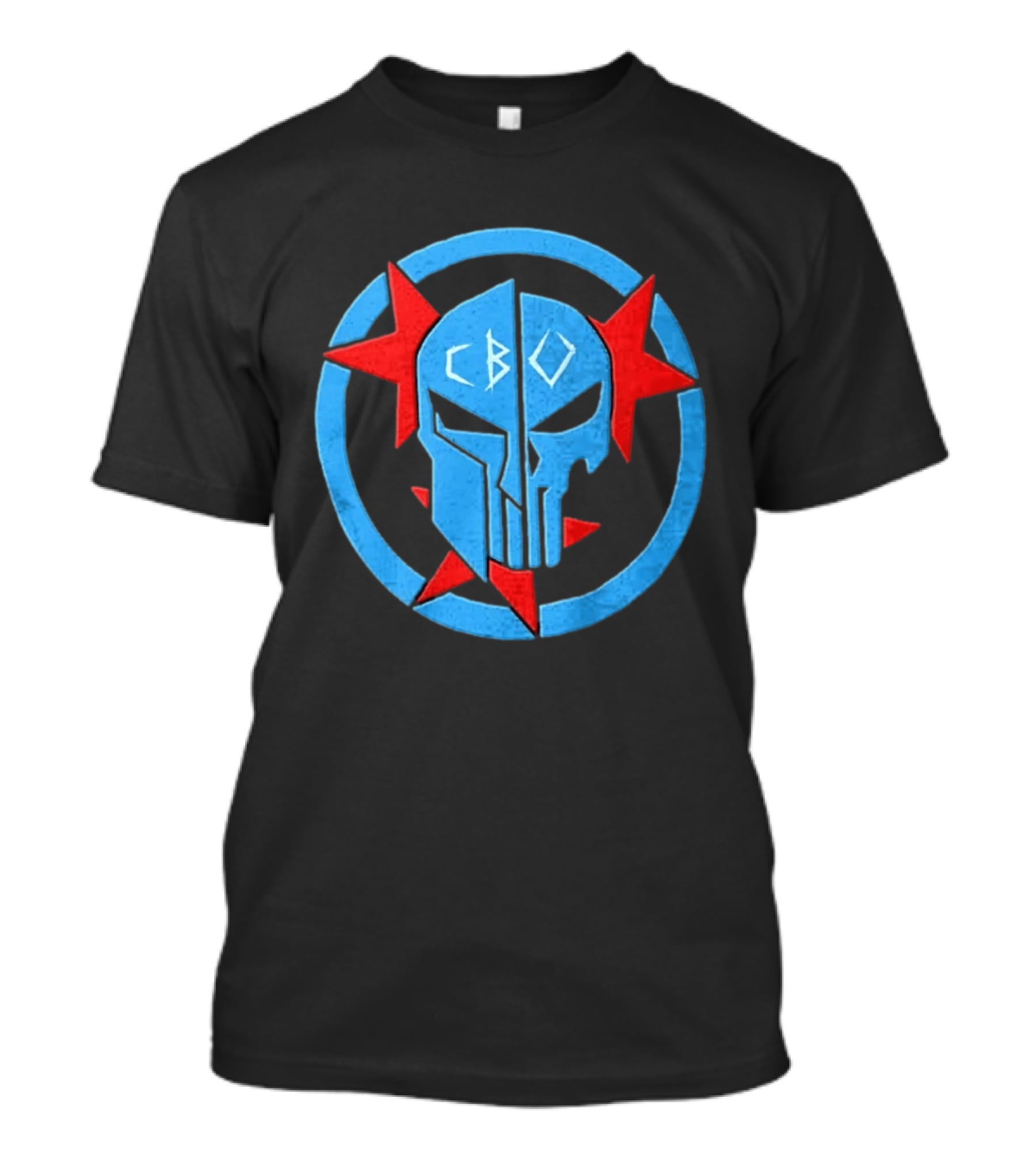 CBO Spartan Punisher Skull Red Star Blue Circle T-Shirt