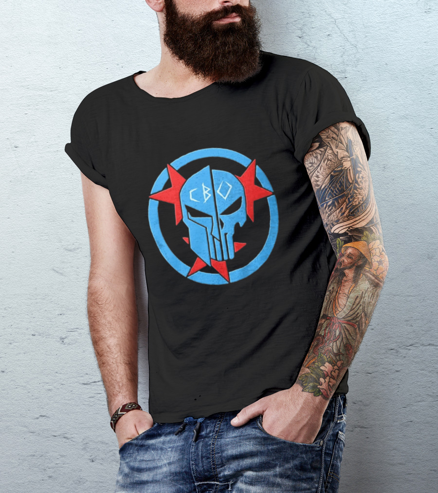 CBO Spartan Punisher Skull Red Star Blue Circle T-Shirt