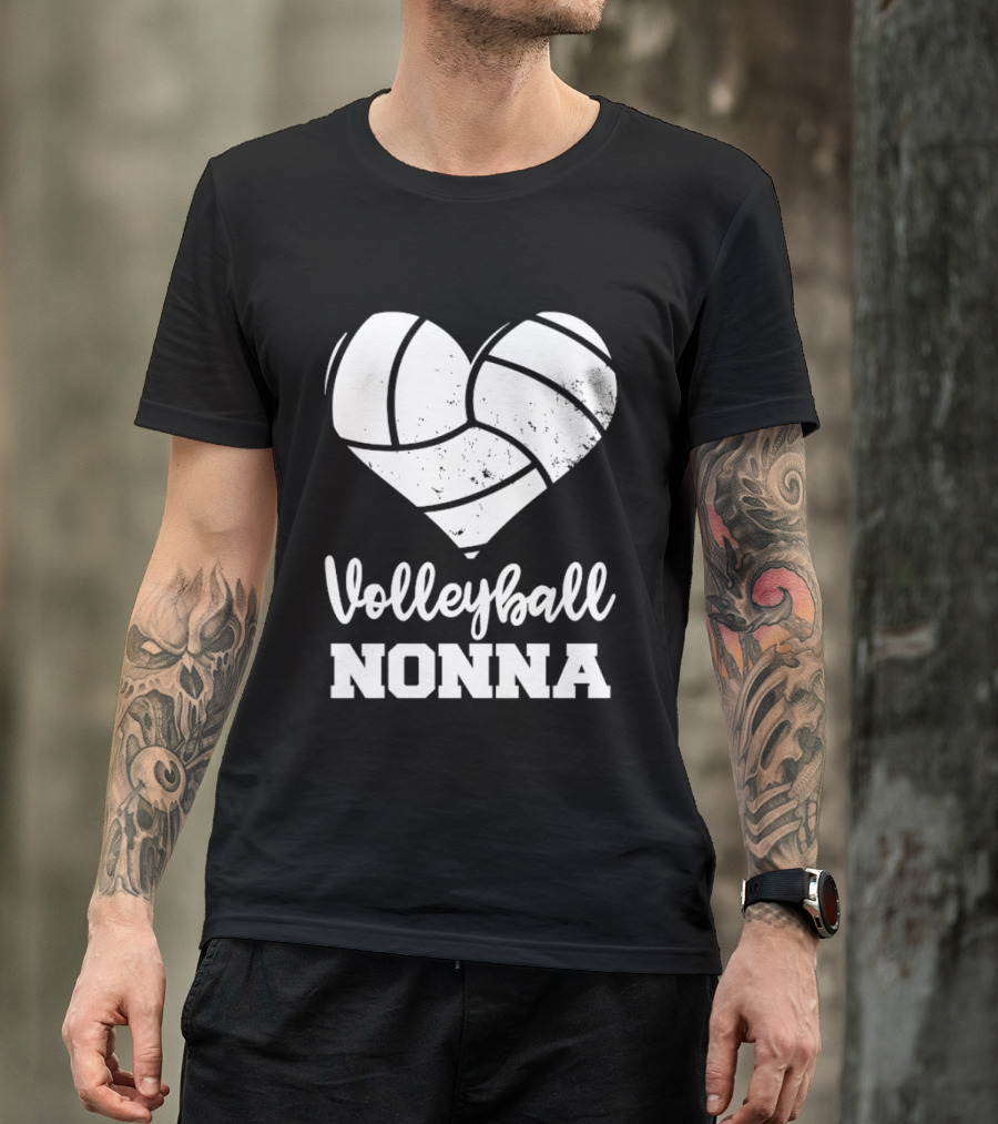 Volleyball Nonna Distressed Heart T-Shirt