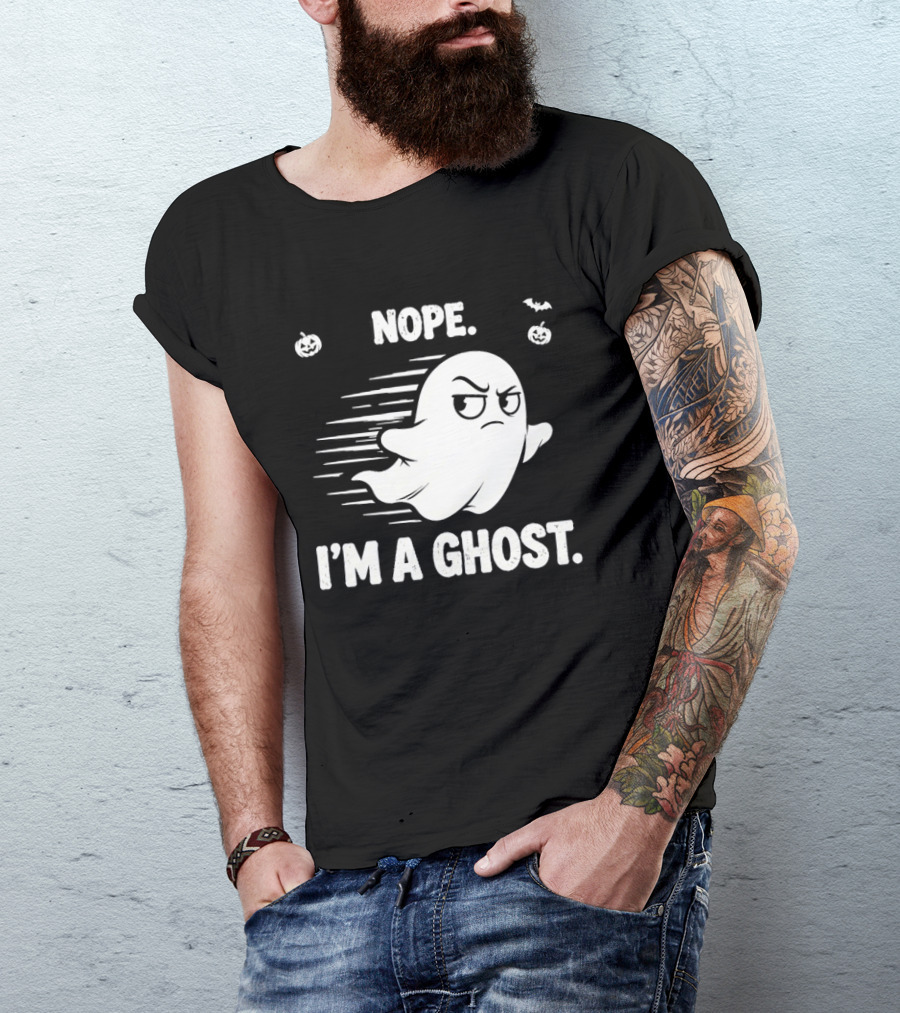 Nope I'm A Ghost Halloween Spooky With Pumpkins And Bats T-Shirt
