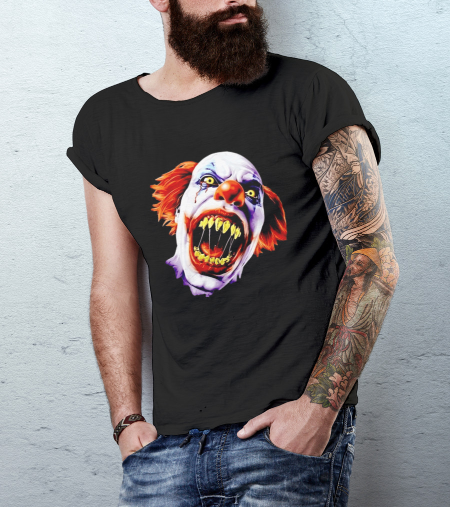 Scary Pennywise The Clown IT Horror Teeth And Fiery Hair T-Shirt