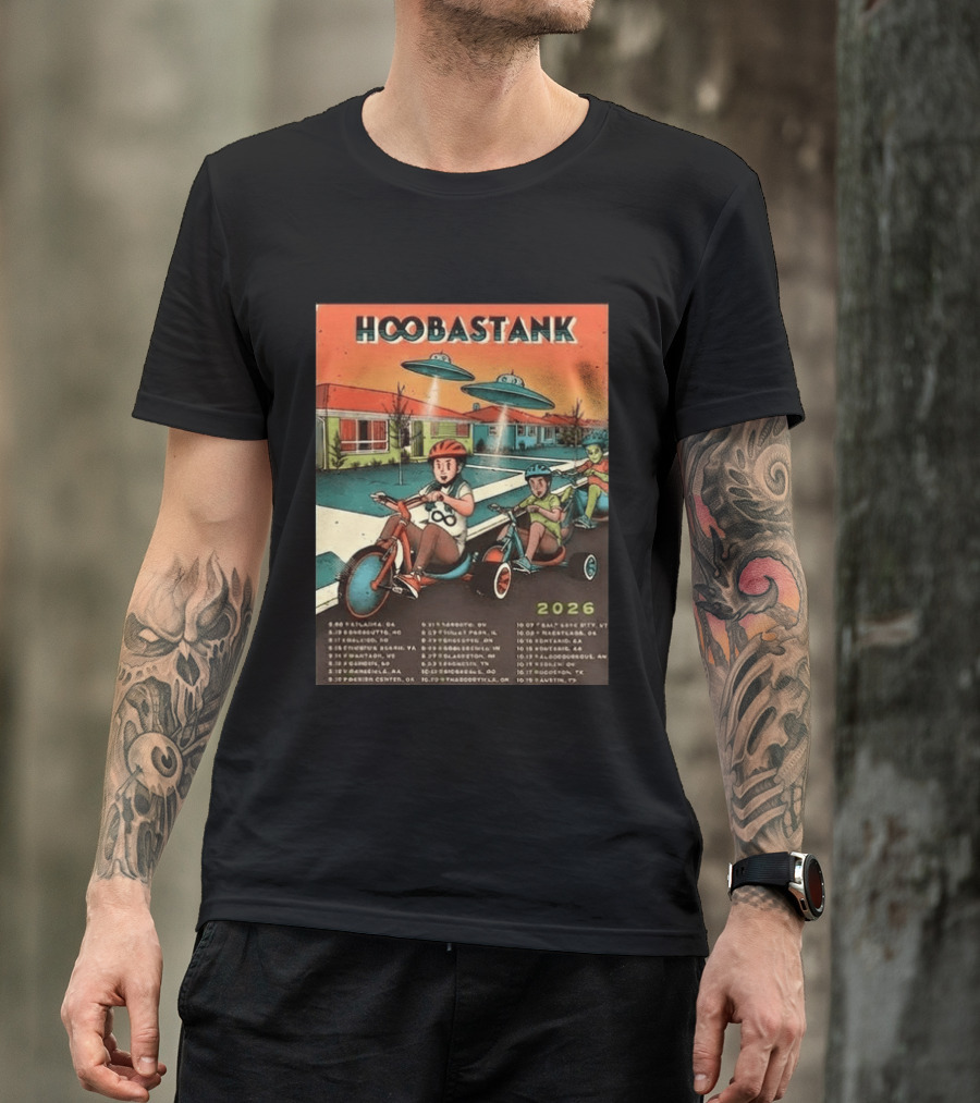 Hoobastank 2026 North America Tour Schedule Vintage UFO T-Shirt