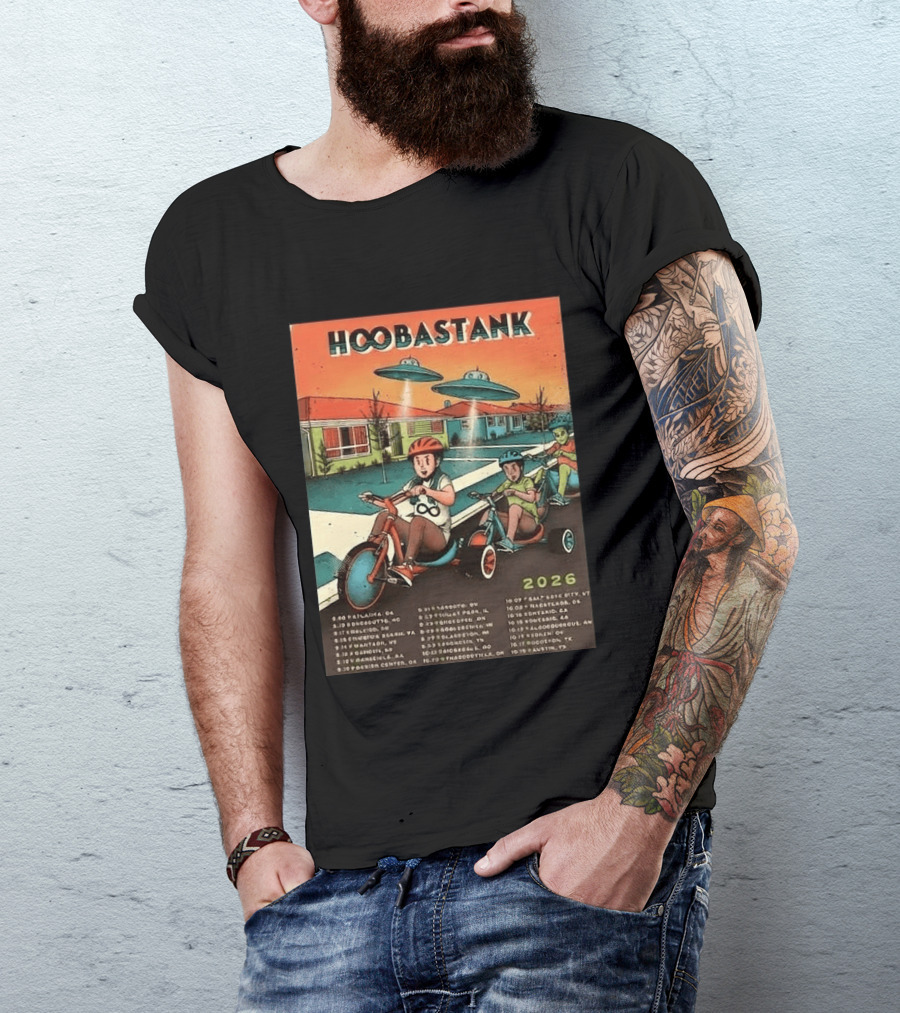 Hoobastank 2026 North America Tour Schedule Vintage UFO T-Shirt